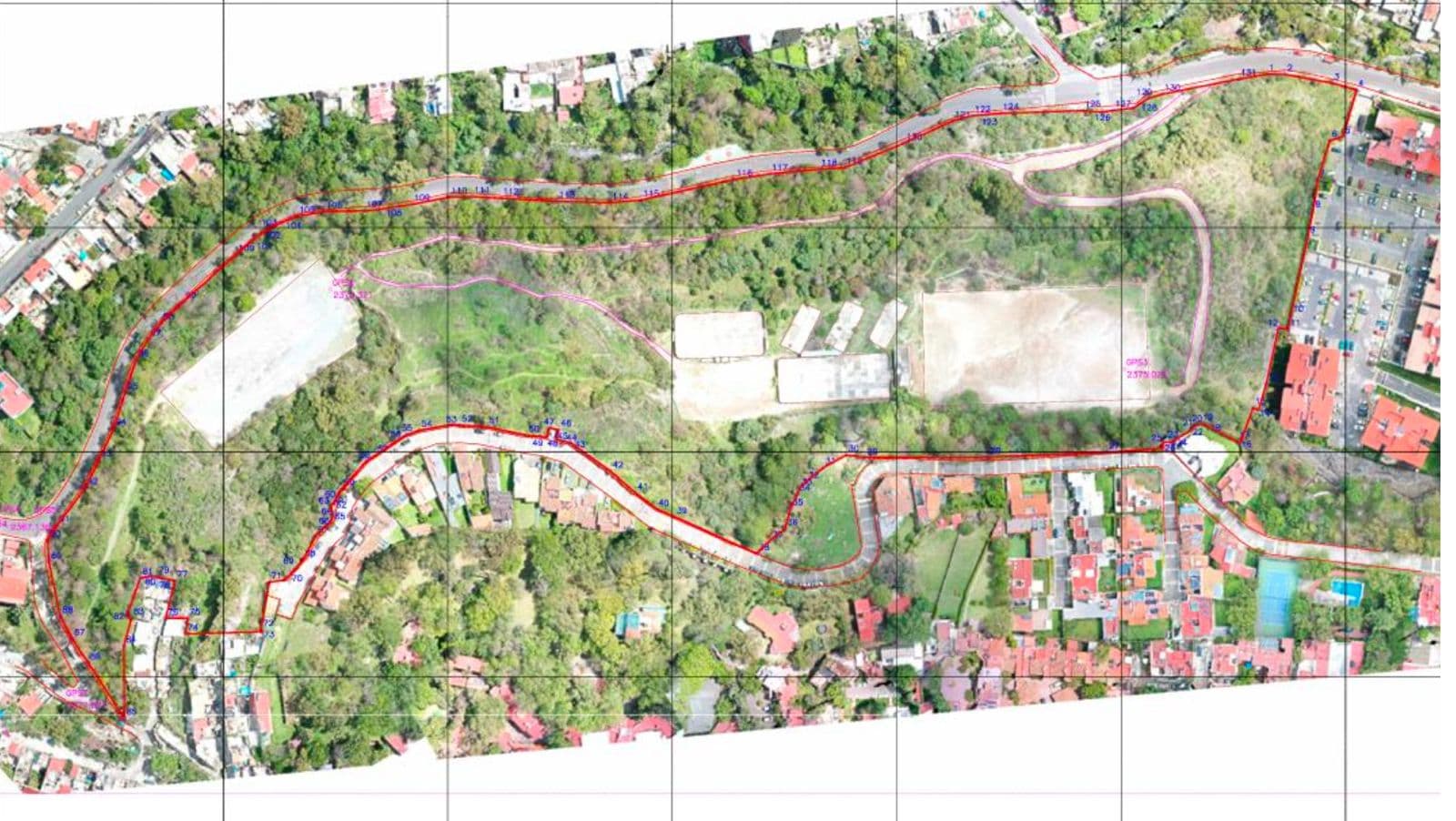 Delimitación aérea del terreno Campo Real de Minas